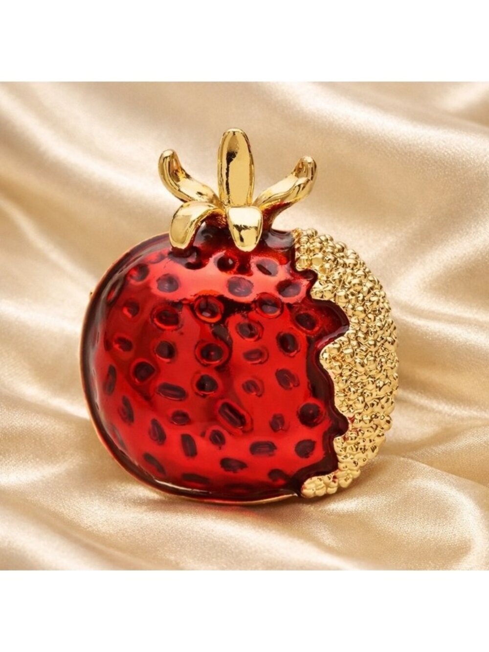 Pomegranate Red Gold Brooch